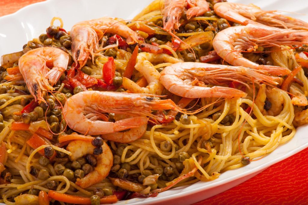 Pasta con gamberoni