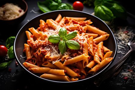 Pasta con melanzane e pomodorini